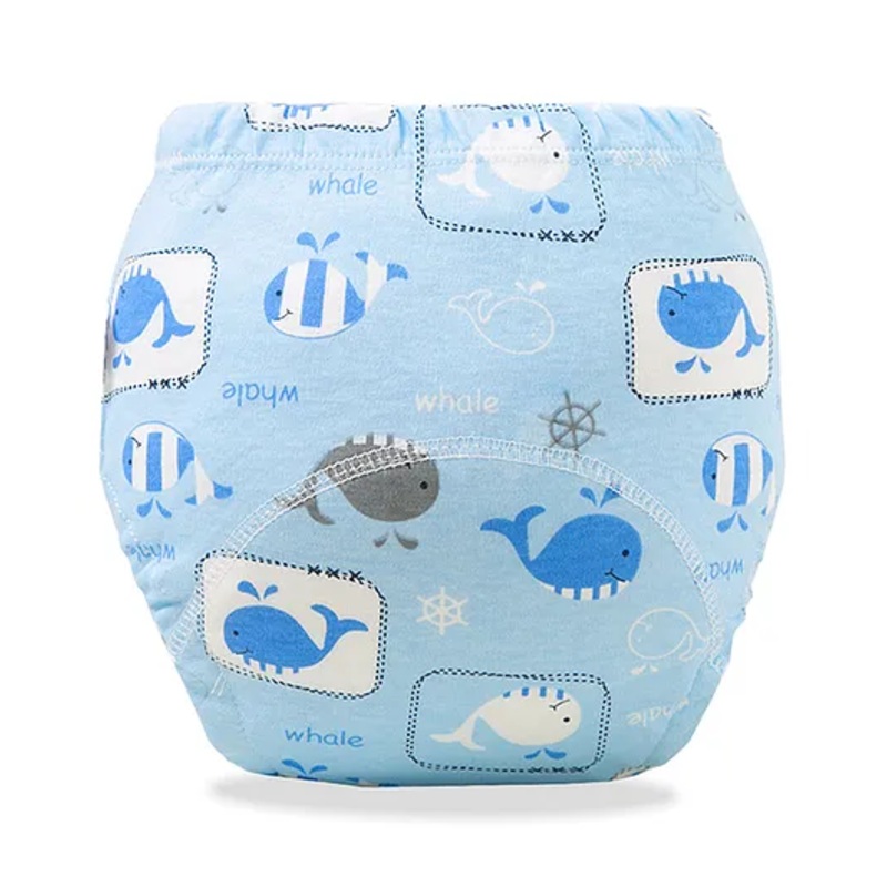 Bembika Babies Cotton Potty Training Pants Blue Whale  Printed Large - Blue