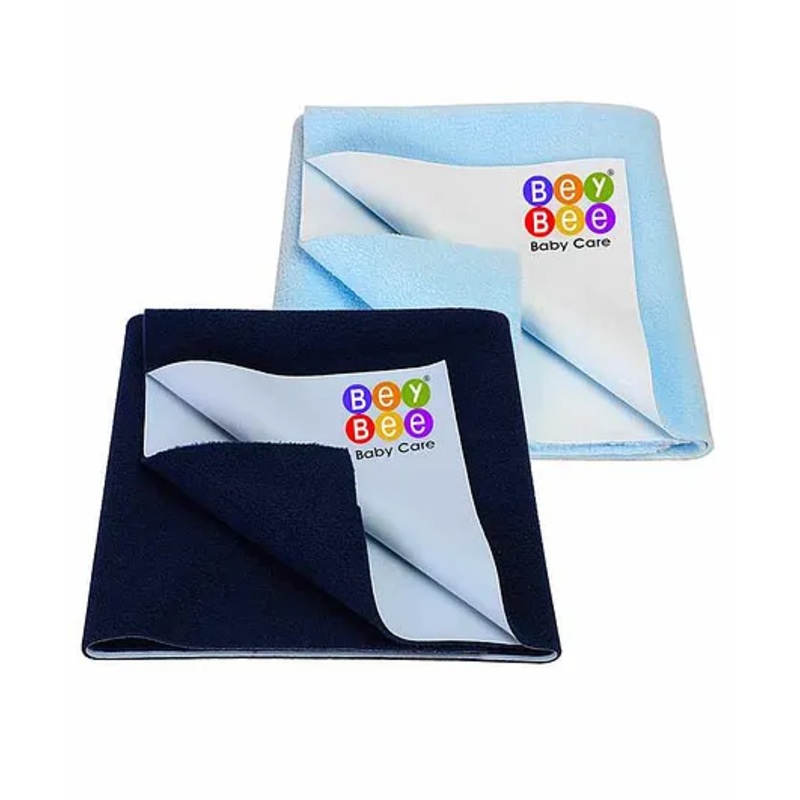 BeyBee Waterproof Combo Bed Protector Sheet Large Combo of 2 - BlueDark Blue