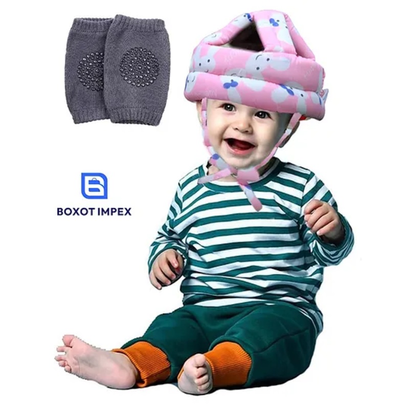 BOXOT IMPEX Baby Safety Helmet & Kneepads-Pink (Color And Print May Vary)