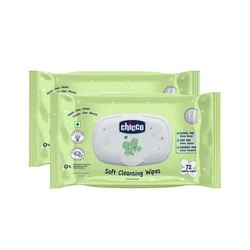 Chicco Baby Moments Bipack Fliptop Wipes Pack of 2 - 144 Pieces