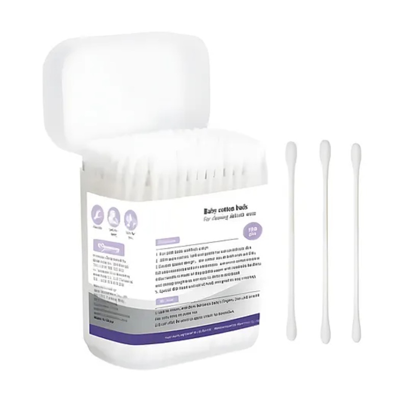 COZY VIBES 180pcs Double Headed Cotton Buds Plastic Stick Round Head Cotton Buds Cotton Tips for Baby care-PACK OF 1-COLOR MAY VARY