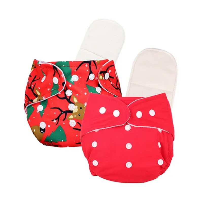 Deedry Cloth Reusable Diapers With Insert Pack of 2 - Red