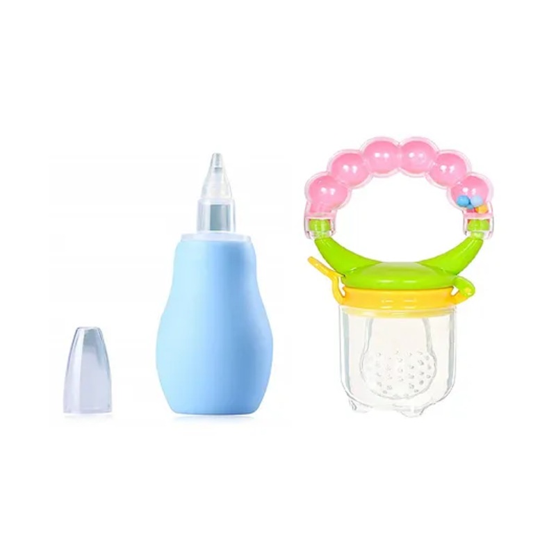 Enorme Baby Silicone Blue Nose Cleaner Nasal Aspirator and Ring Style Food Fruit Feeder Nibbler Pacifier for Babies