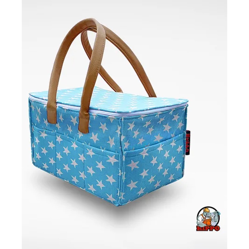 Hippo Diaper Caddy with Lid - Blue