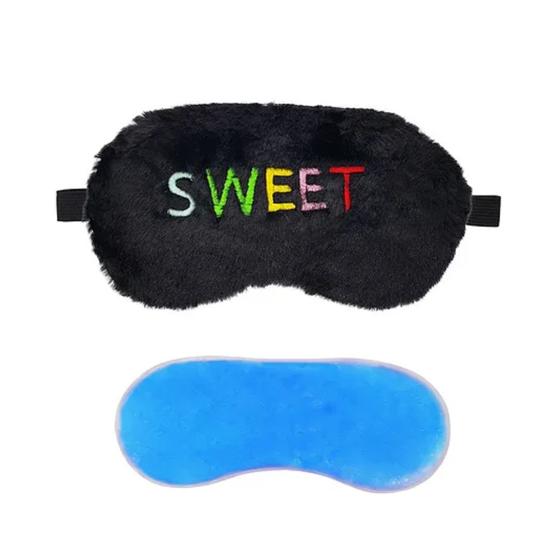 Jenna Fur Sweet Black Cute Sleeping Eye Mask With Cooling Gel