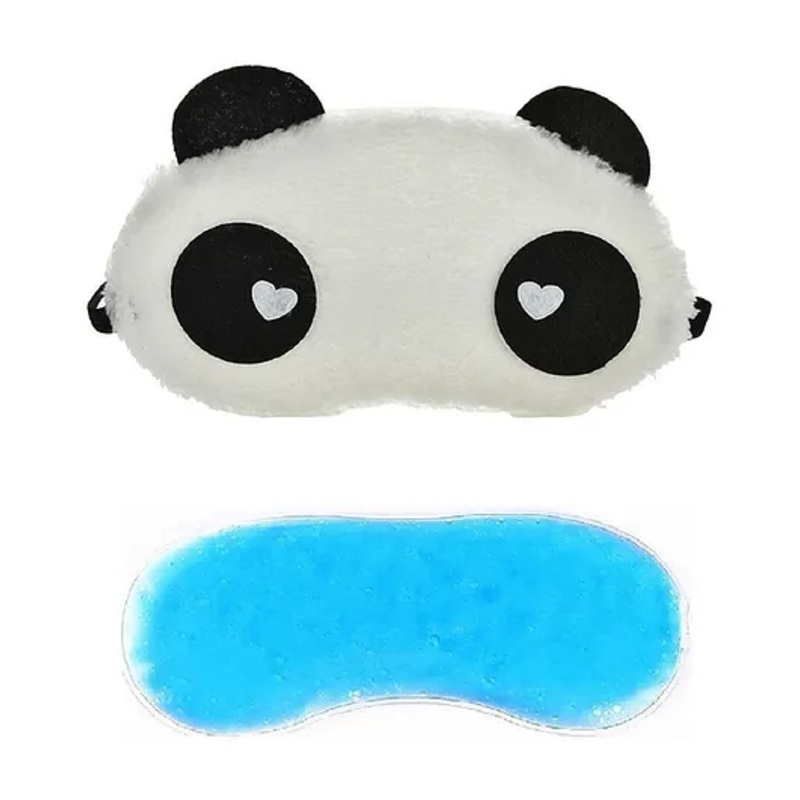 Jenna White Heart Panda Face Sleeping Eye Mask With Cooling Gel - White