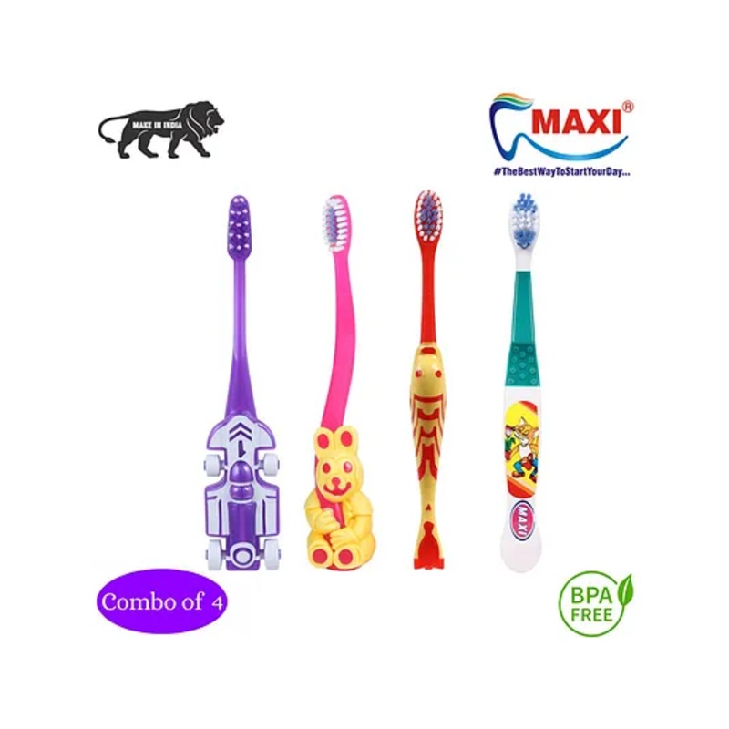 MAXI Junior Toothbrush Pack of 4 - Multicolor
