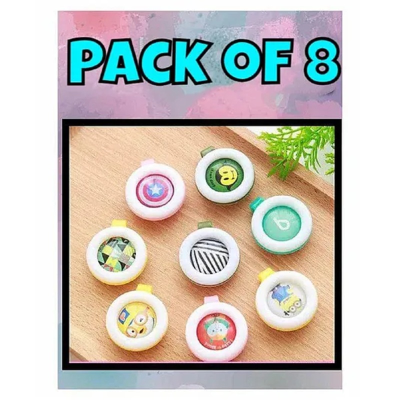 Ortis Reusable Mosquito Repellent Badge Pack of 8 - Colour & Print May Vary