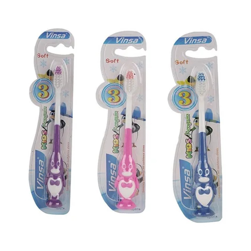 PASSION PETALS Penguin Design Toothbrush (Colour May Vary) - Set Of 3