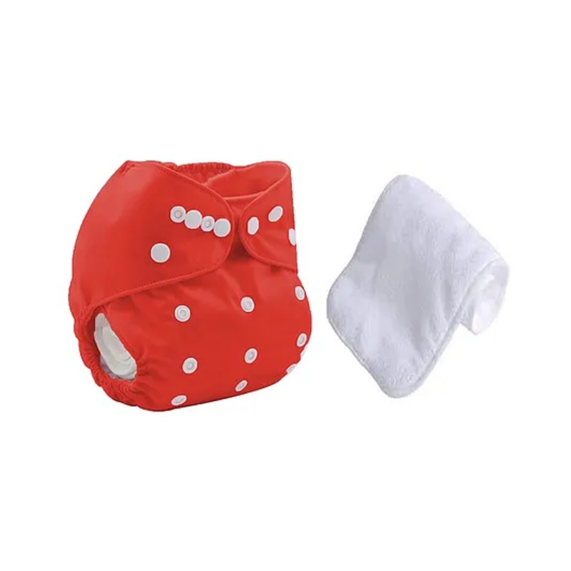 Sparkle Joy Free Size Reusable Cloth Diaper With Insert - Red