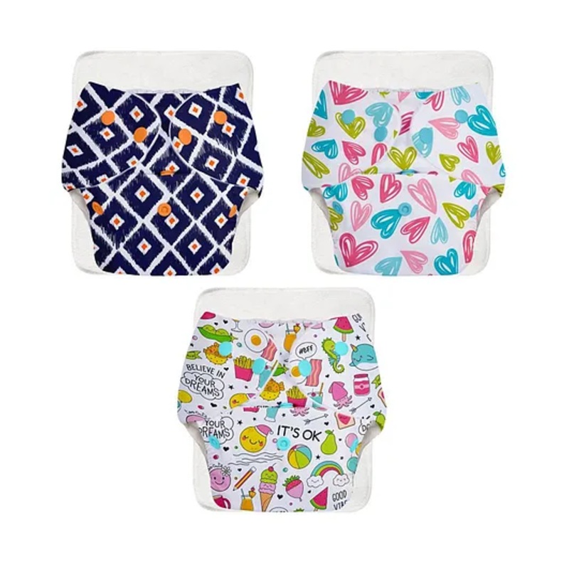 SuperBottoms BASIC Reusable Cloth Diaper for babies 3m-3Years Freesize Adjustable, Washable and Reusable Pack of 3
