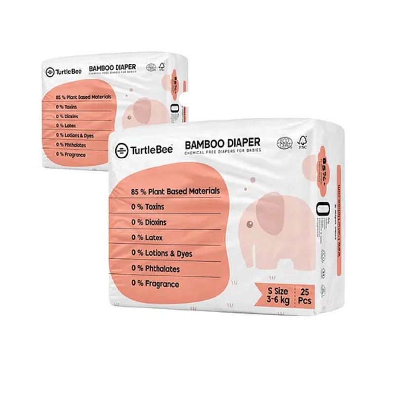 Turtlebee Organic Bamboo Taped Diapers for Small Size- 50 pieces