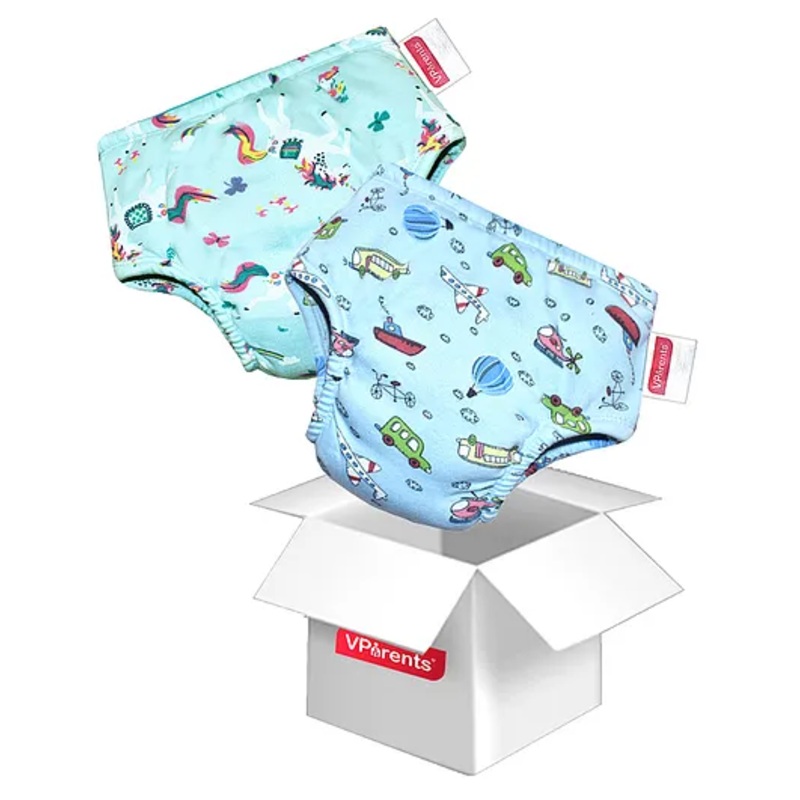 VParents Padded Underwear for Babies and Toddlers with 3 Layers of Cotton Padding Potty Training  Pull Up & Diaper-Free Time Pack of 2 (1 - 2 years ) (Print may vary)