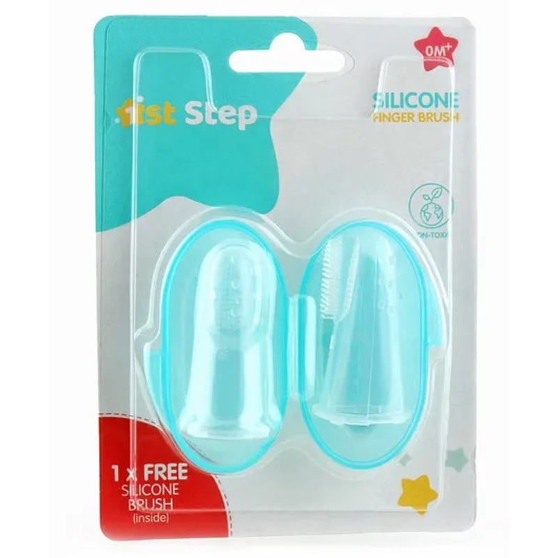 1st Step Silicone Finger Tooth Brush with Carry Case - Green