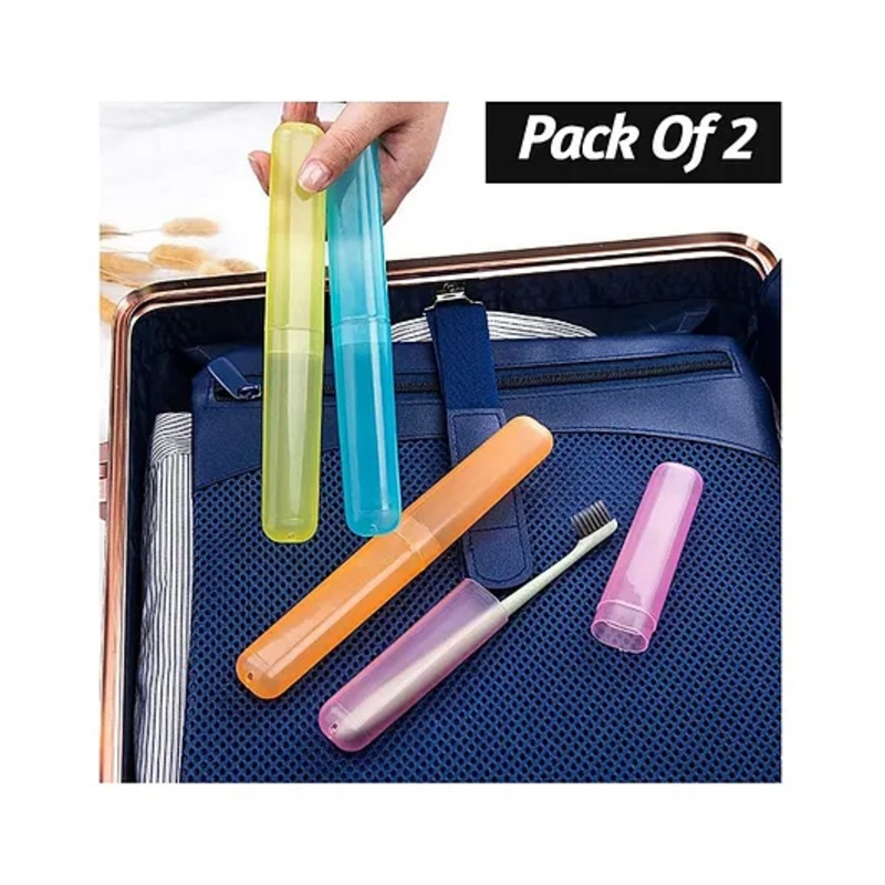 Baby Miniature Travel Toothbrush Case Colour May Vary Pack Of 2