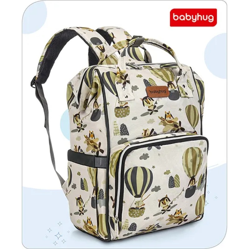 Babyhug Multipurpose Spacious Diaper Backpack Hot Air Balloon Print - Beige