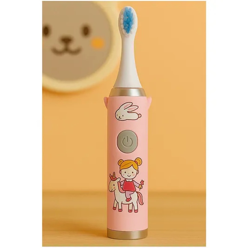 Badal Kidz Children's Electric Toothbrush with Cartoon Characters, Soft Bristles Battery Operated Kids Cartoonic - Pink