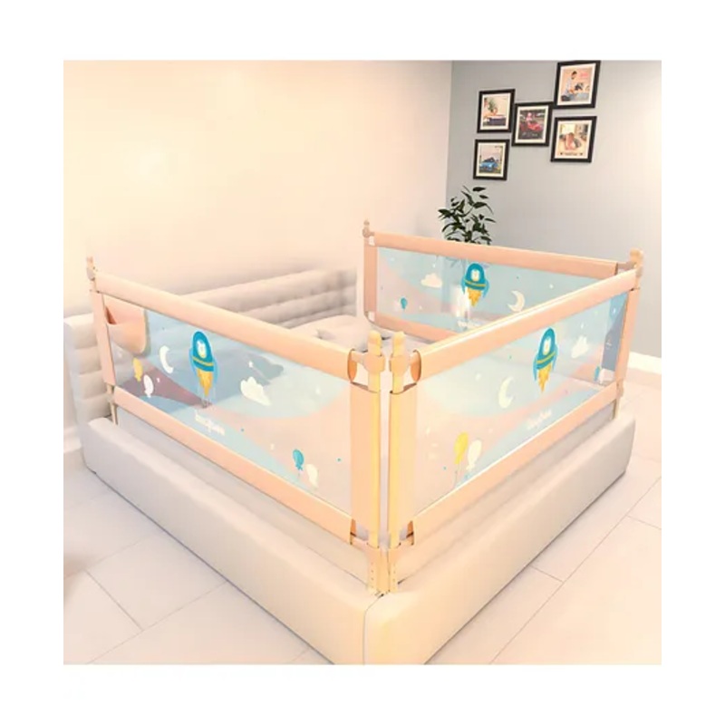 BAYBEE Baby Bed Rails Guard Barrier for Baby Kids Safety, Foldable Bed Rail Falling Protector Fence with 7 Adjustable Height (150x63 cm, (Pack of 3) Beige)