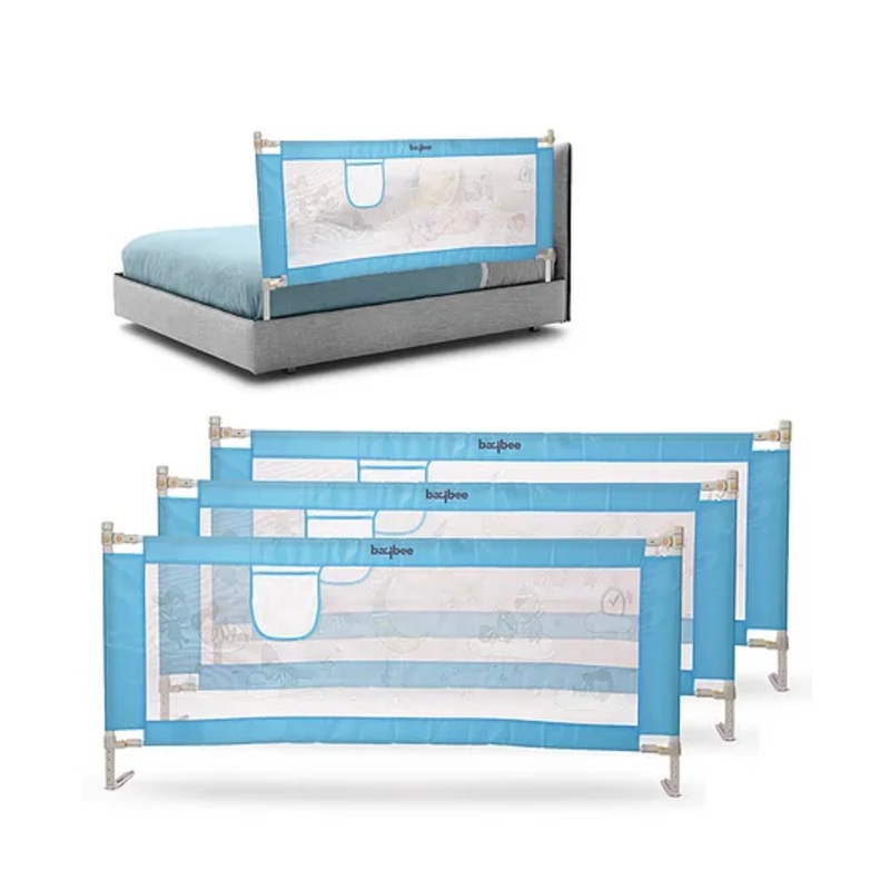 BAYBEE Baby Bed Rails Guard Barrier for Baby Kids Safety, Foldable Bed Rail Falling Protector Fence with 7 Adjustable Height (180x63 cm, (Pack of 2) Pink) - (Color & Design May Vary)