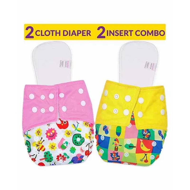 Bembika Cloth Diapers with Inserts Floral Print Set of 2 - Multicolor