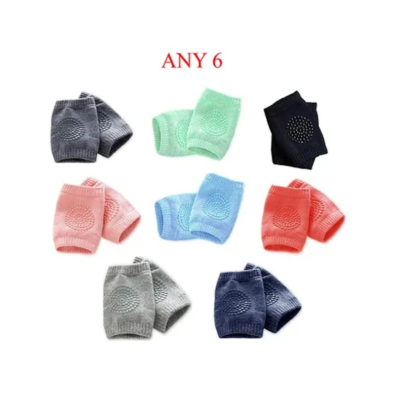 DOMENICO Anti Slip Padded Baby Knee Pads Set - 6 Pairs