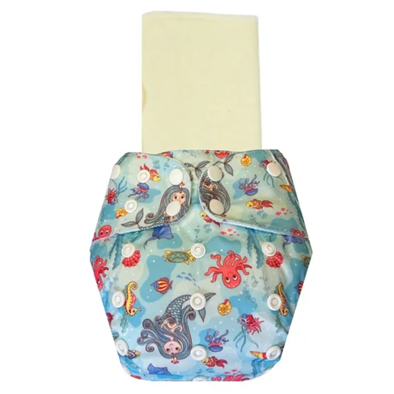 Dumbledo Cloth Diaper Eco-Friendly Reusable Adjustable Free Size Leak Proof Quick Dry Unisex With Insert Pack of 1 - Blue