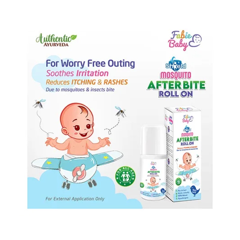 Fabie Baby Natural Shield Mosquito After Bite Roll On 3 Way Protection from Mosquitoes Fleas and Ants (40ml) - Pack of 2