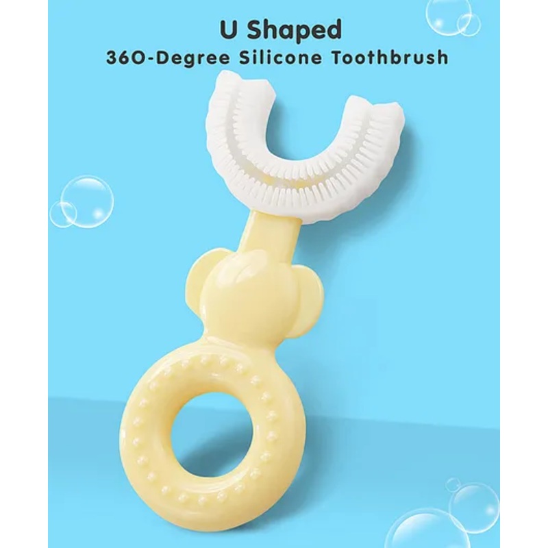 FANTASY INDIA Soft Sillicone U Shaped Head 360 Percent Toothbrush - Yellow