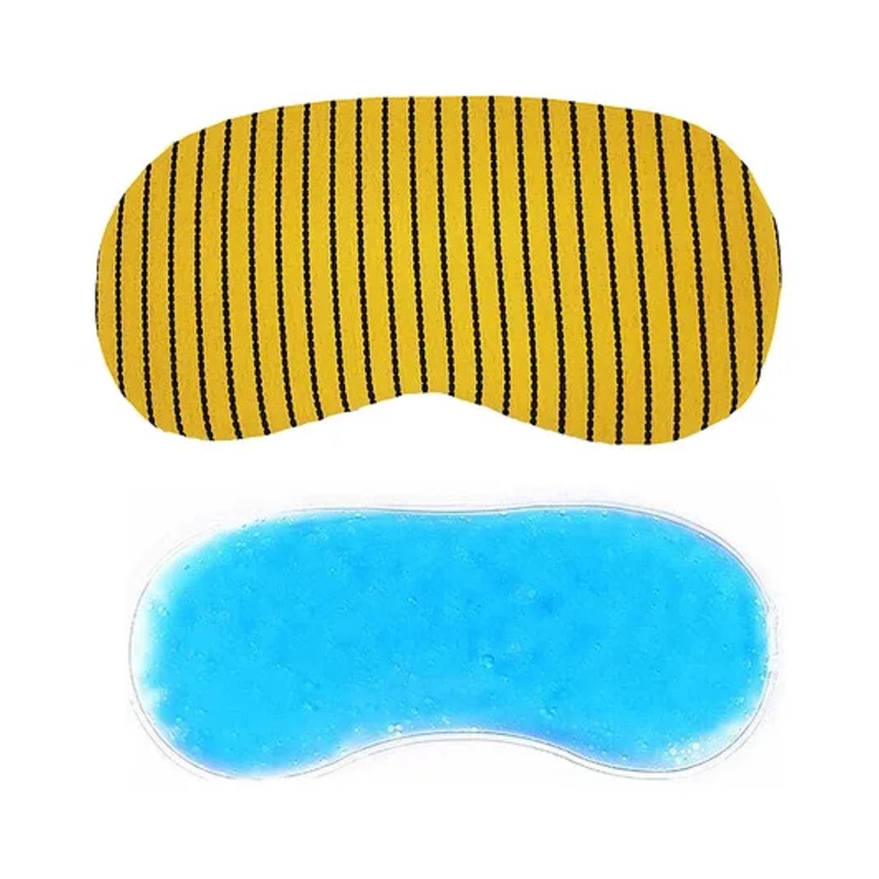 Jenna Sleeping Eye Mask With Cooling Gel MultiLine Print - Yellow