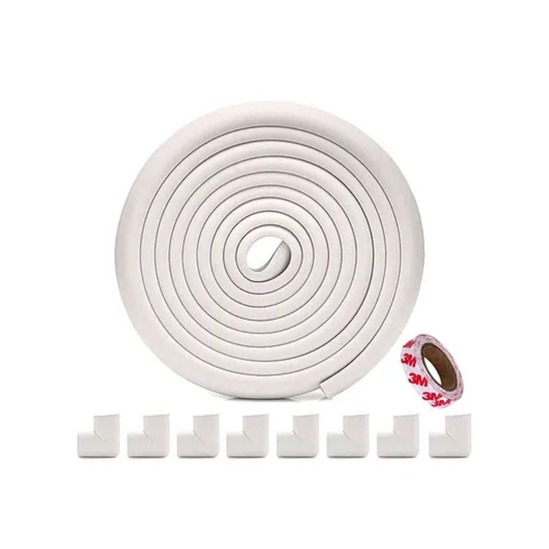 KidDough Baby Proofing Corner Safety Strip  5 Meters and 8 Corner Guards - White