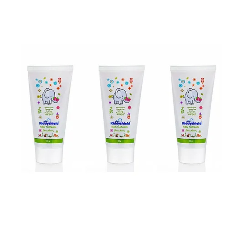 Kiddyshield Natural Toothpaste Strawberry for baby and kids 80 Gm (Pack of 3)