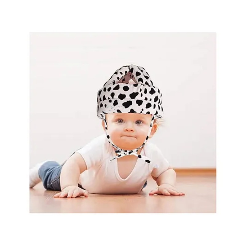 Mihar Essentials Baby Safety Helmet White Doted (Color And Print May Vary)