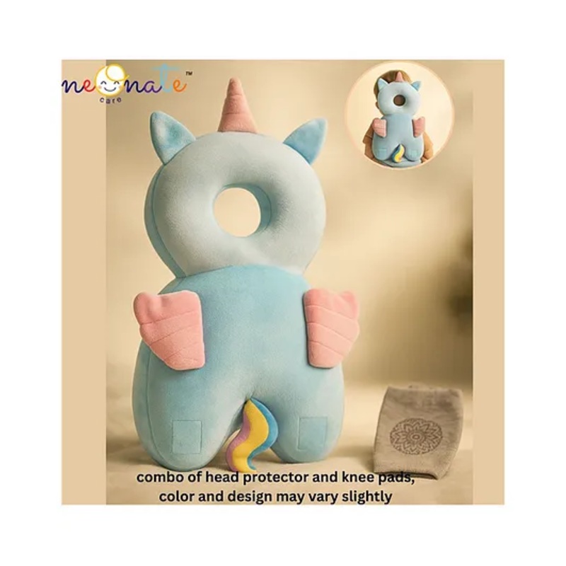 NeonateCare Baby Head Protector & Baby Crawling Safety Pillow Adjustable Toddler Baby Head Protection Cushion Backpack - (Unicorn Head Protector with Knee pads)