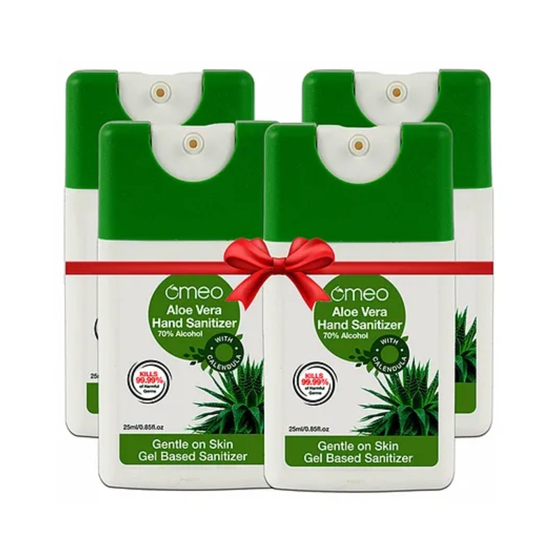 Omeo Aloe Vera Pocket Hand Sanitizer Pack of 4 - 25 ml Each