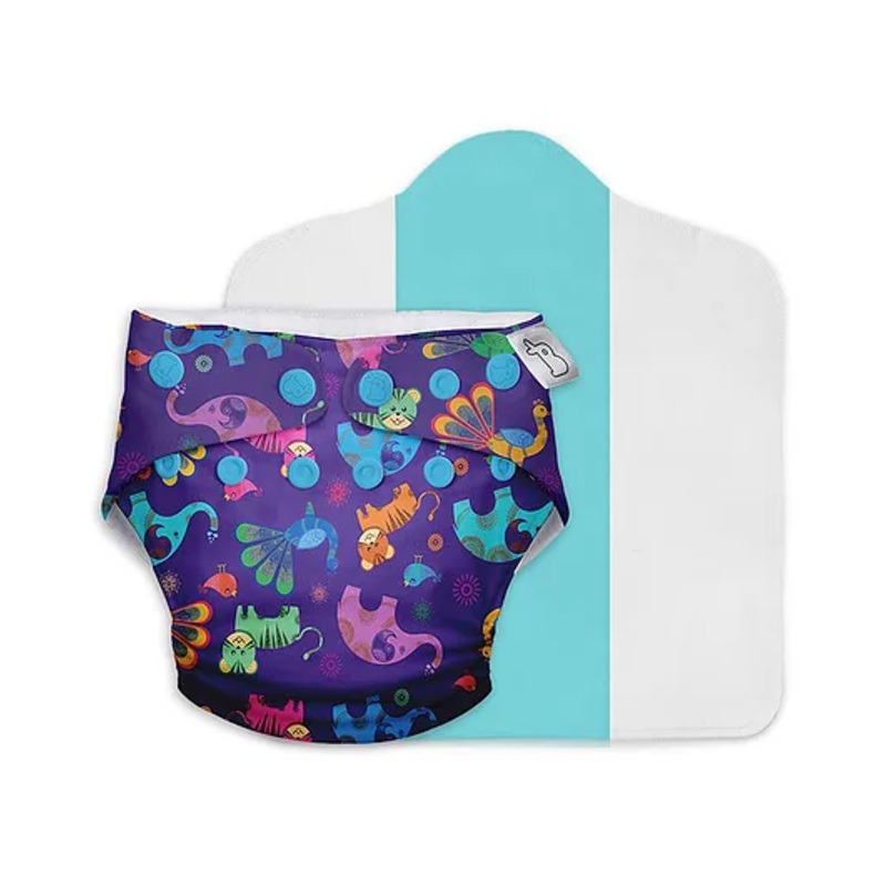 SuperBottoms Freesize UNO Cloth Diaper (3M - 3Y) Reusable with 1 Dry Feel Pad, Absorbs 4-5 Pees - Purple Love