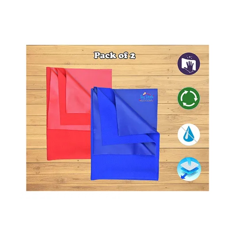 THE LITTLE LOOKERS Quicky Dry Sheets Massage Mats Water Proof Bed Protector Crib Sheets for Baby Large Pack of 2  - Navy Blue Red
