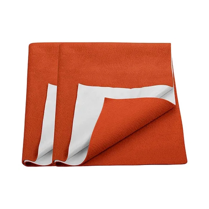 Trance Home Linen Supersoft Soft Extra Absorbent Water Proof Baby Dry Sheet for Kids- Medium Pack of 2 - Brick Red