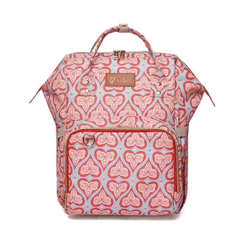 VISMIINTREND Diaper Bag Backpack-Baby Diaper Bags with Changing Station for Mom - Red Hearts