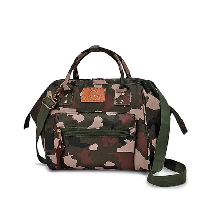 VISMIINTREND Itsy Bitsy Stylish Mini Convertible Sling Tote Backpack Diaper Bag -Army Green