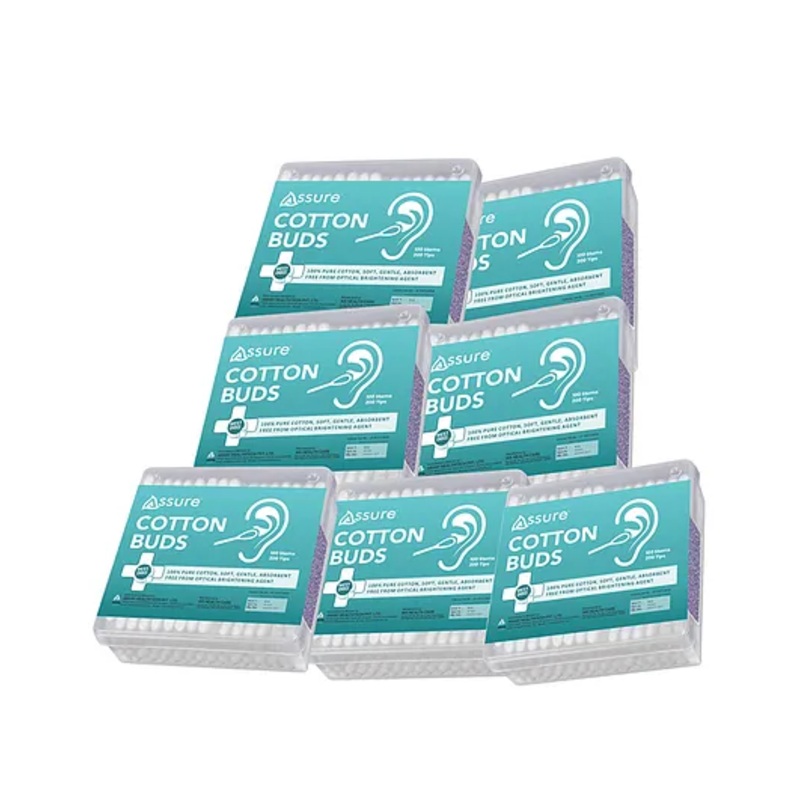 Assure Cotton Buds 100 Sticks Each Pack of 7 - 70 g
