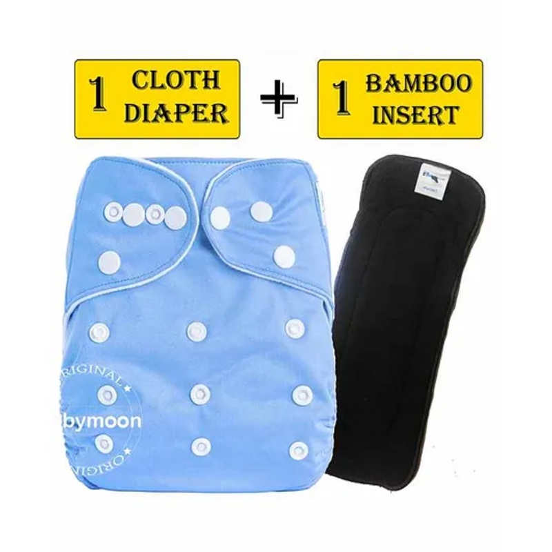 Babymoon Reusable Cloth Diaper with Insert - Blue