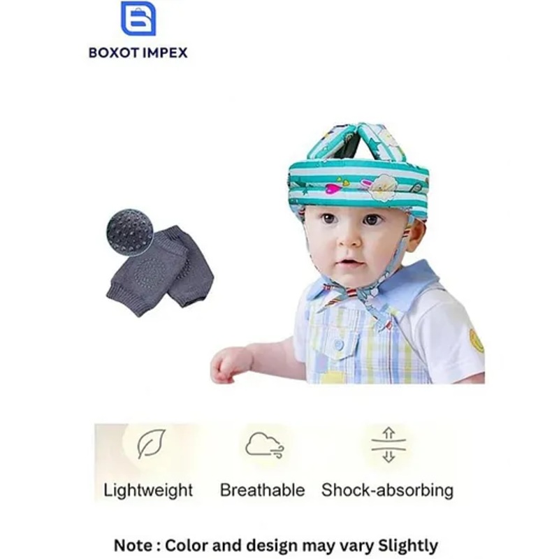 BOXOT IMPEX Adjustable Cushioned Baby Safety Helmet with knee pad (color may vary) HK-10