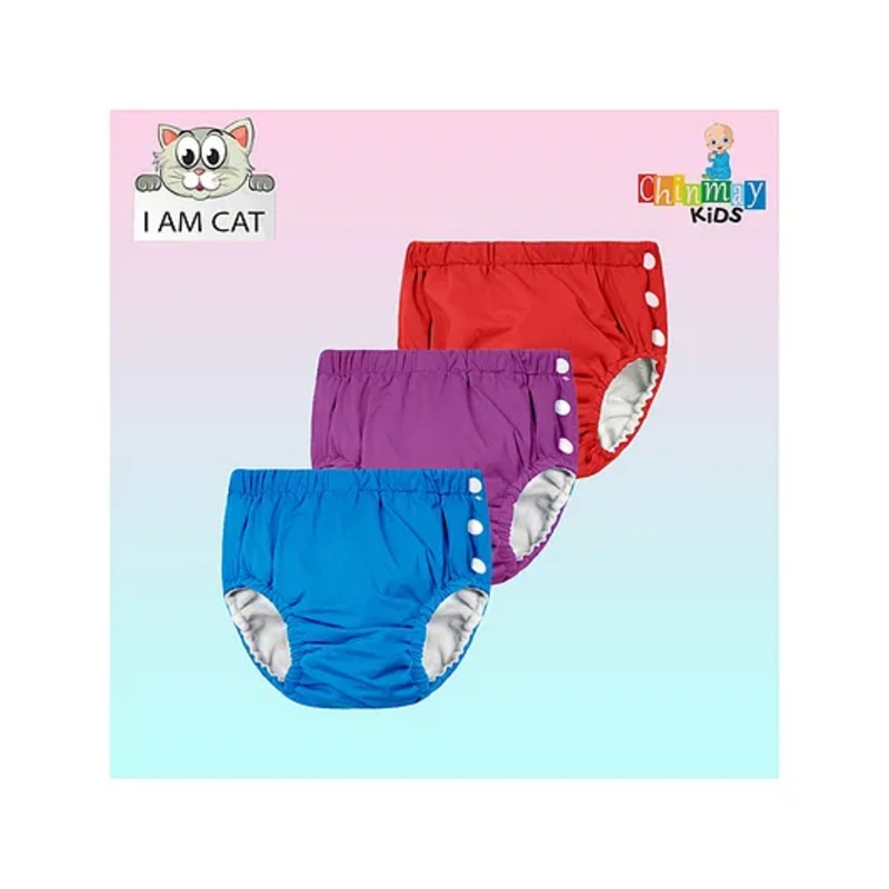 Chinmay Kids Reusable Swimwear Diaper Pants Set Of 3 - Purple Blue & Red