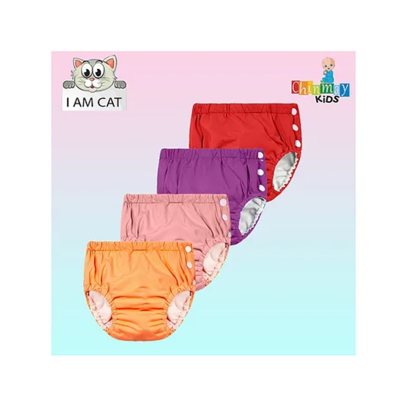 Chinmay Kids Reusable Swimwear Diaper Pants Set Of 4 - Pink Purple Orange & Red