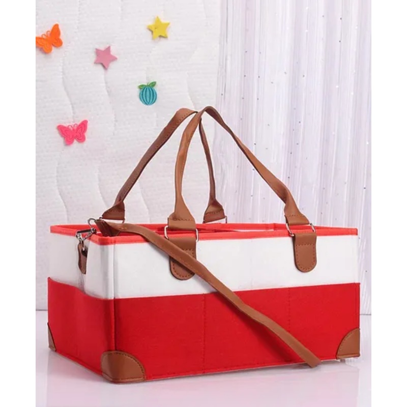 Diaper Caddy Bag - White Red