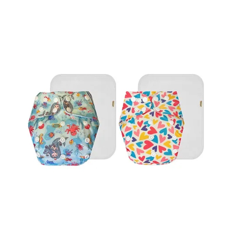 Dumbledo Premium Cloth Diaper with Leak-Proof, Absorbent 5-layer White Insert - Dryfeel with Comfortable Fit for 3 Months to 3 Years, Pack of 2