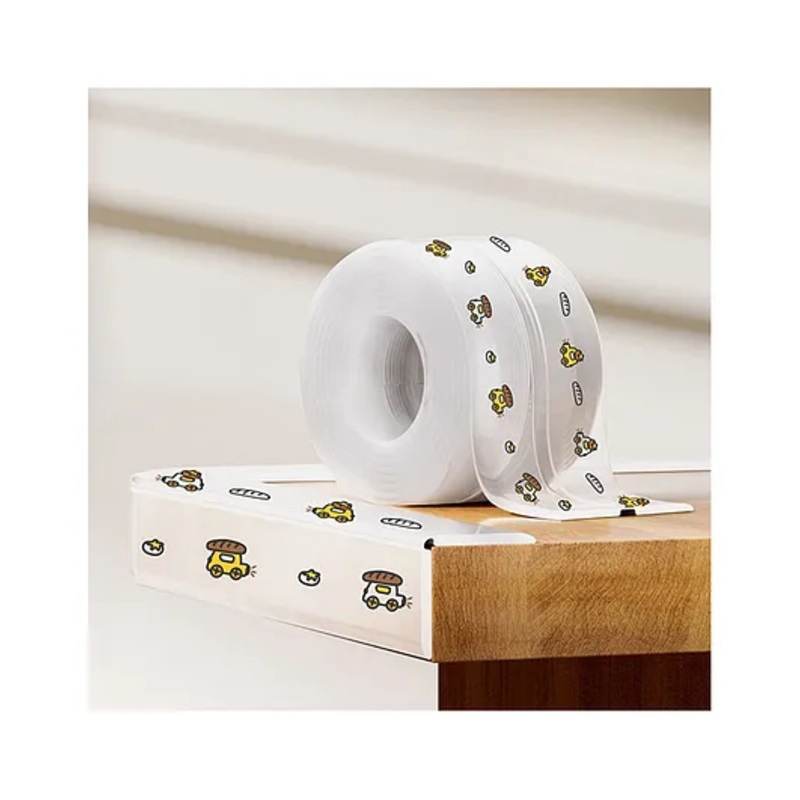 KidDough Baby Proofing Edge Protector, Transparent with Car Print, 2 Metres