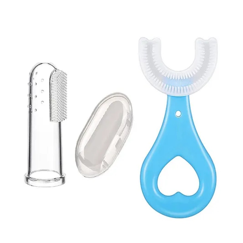 Kritiu Soft Silicone Finger Toothbrush with U Shape Soft Bristles Brush for Kids