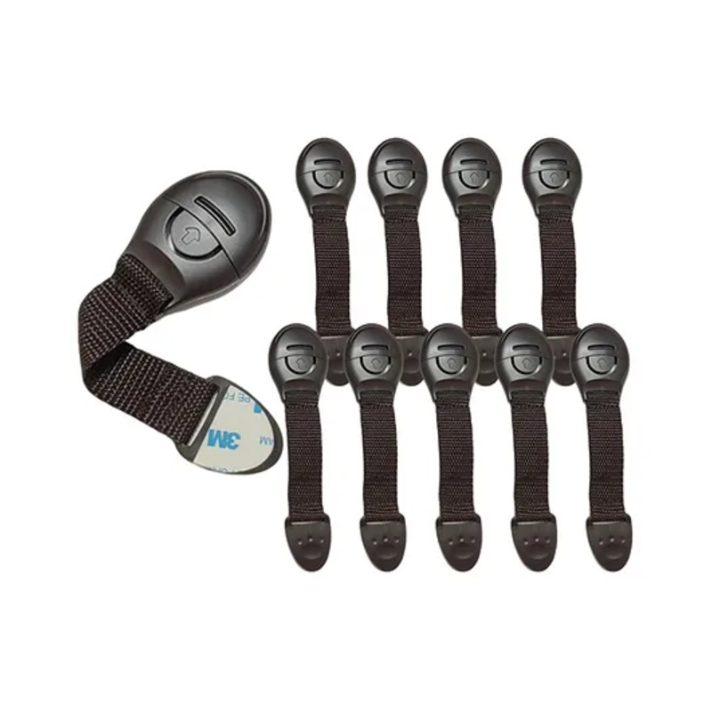 Multipurpose Safety Child Proof Cabinet & Drawer Locks Set of 10 - Brown