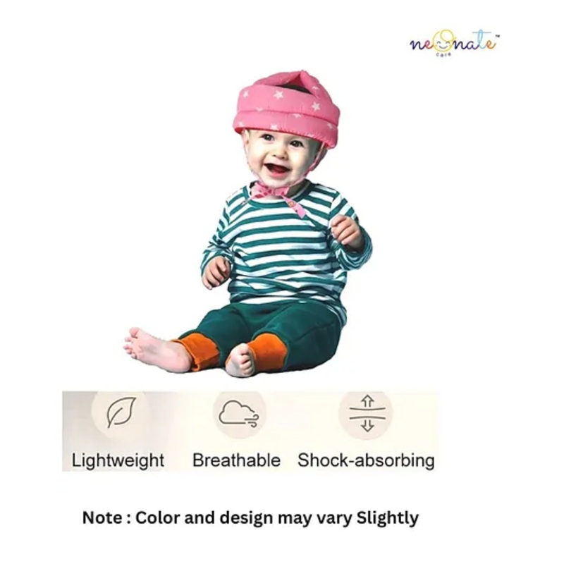 NeonateCare Baby Head Protector Helmet - Adjustable Size for Baby to Learn Walk Or Run  Fabric Helmet - Infant Anti Fall and Collision -( Pink Star helmet)